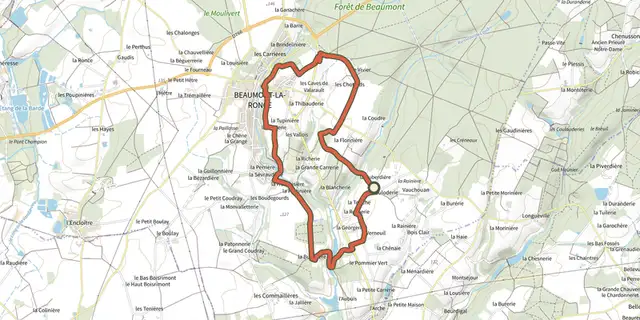 Tracé de Vallée de la Choisille - Beaumont-la-Ronce sur le Plan IGN