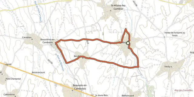 Tracé de Autour de Quievy sur le Plan IGN