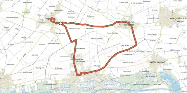Tracé de Les Plaines de l'Ostrevent sur le Plan IGN