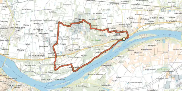 Tracé de L’Île Bourdon - Chouzé-sur-Loire sur le Plan IGN
