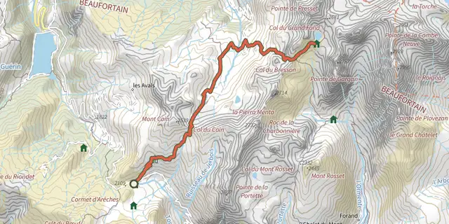The Grand Tour de Tarentaise 2. La Coire -> Refuge de Presset track on the IGN map