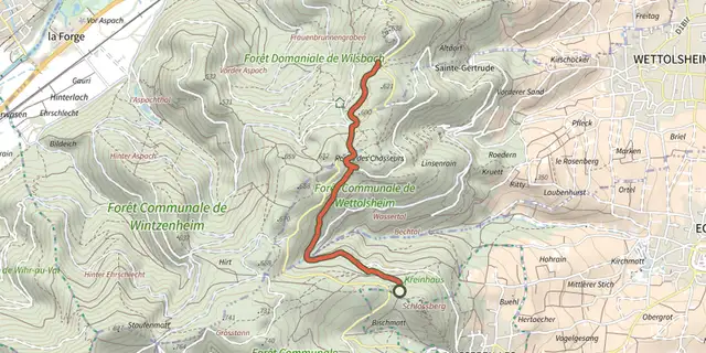 The Sur les traces de l'écureuil track on the IGN map
