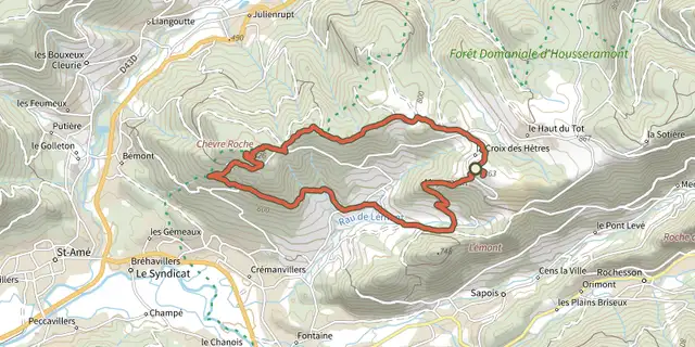 Tracé de Tour du Lémont sur le Plan IGN