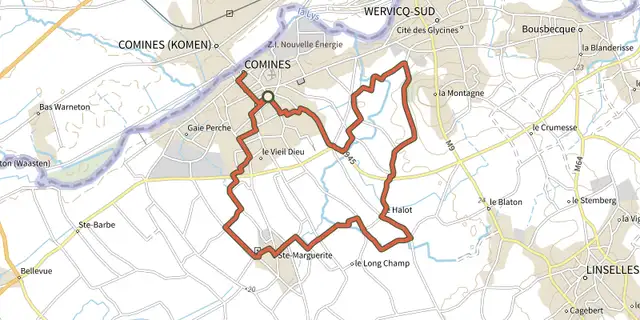 Tracé de Les Becques de Comines sur le Plan IGN