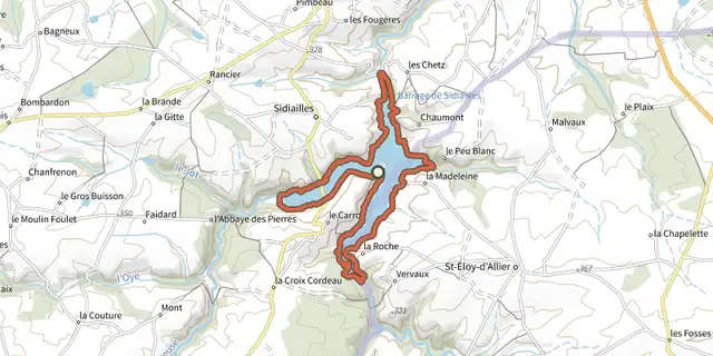 Tracé de Sentier du Lac de Sidailles sur le Plan IGN