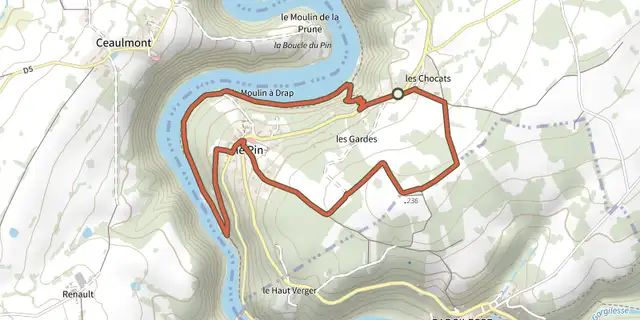 Tracé de La Boucle du Pin sur le Plan IGN
