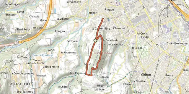 The Les Hauts de Chamoux track on the IGN map