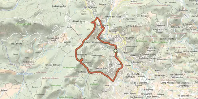 The A travers la forêt du Bessillon track on the IGN map