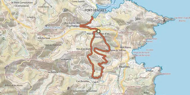The Chemin muletier de Cosprons track on the IGN map