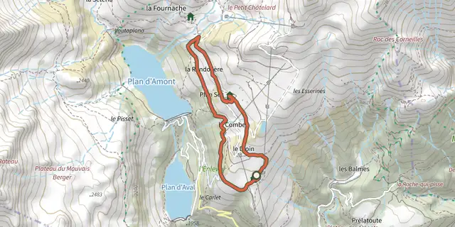 Tracé de Tour de la Randolière sur le Plan IGN