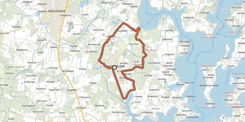 Map of the Circuit de Pont Madame track on the IGN map, with the start and numbered waypoints