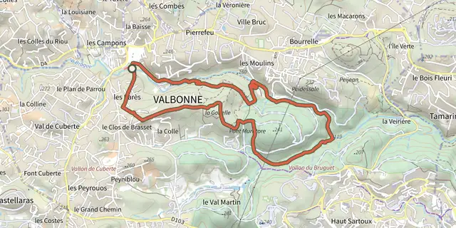 Tracé de Circuit du Bruguet sur le Plan IGN