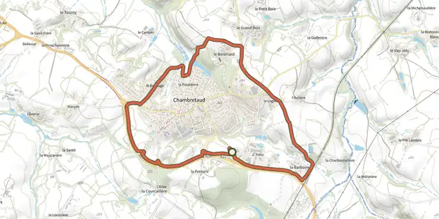 Tracé de Circuit pedestre de Chambretaud sur le Plan IGN