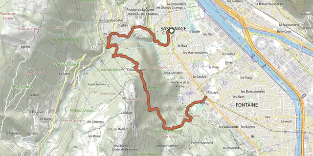 Tracé de Traversée de la ferme Durand sur le Plan IGN
