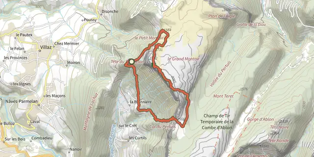 The Boucle du Parmelan track on the IGN map