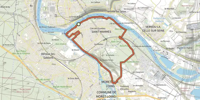Tracé de Batellerie et foret sur le Plan IGN