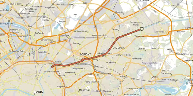 Tracé de Bords de Canal de l'Ourcq sur le Plan IGN