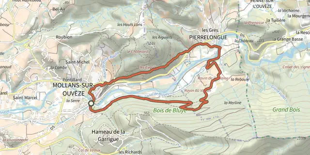 The Mollans - Pierrelongue track on the IGN map