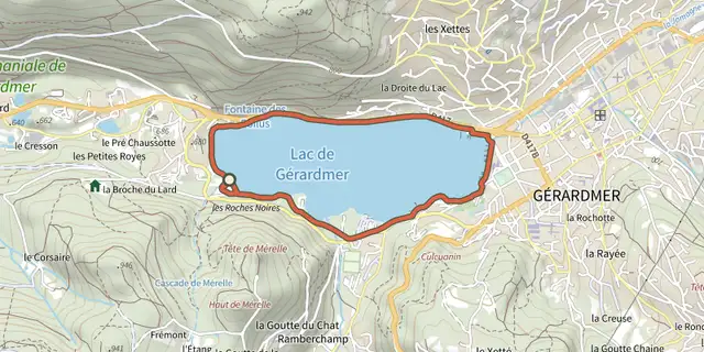 The Sentier du Tour du Lac track on the IGN map