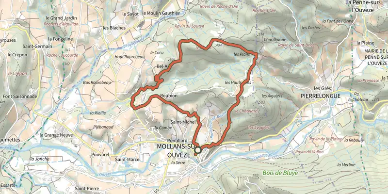 Map of the Bel-Air track on the IGN map, with the start and numbered waypoints