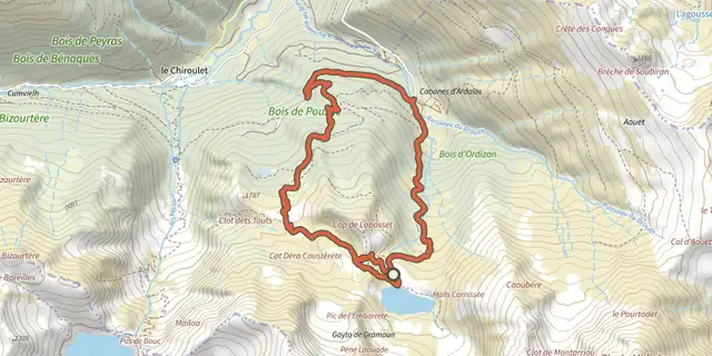 The Le Lac de Peyrelade track on the IGN map