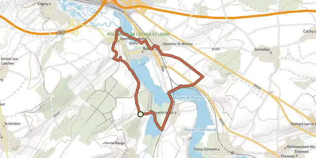 Tracé de Sainte-Ulphe sur le Plan IGN