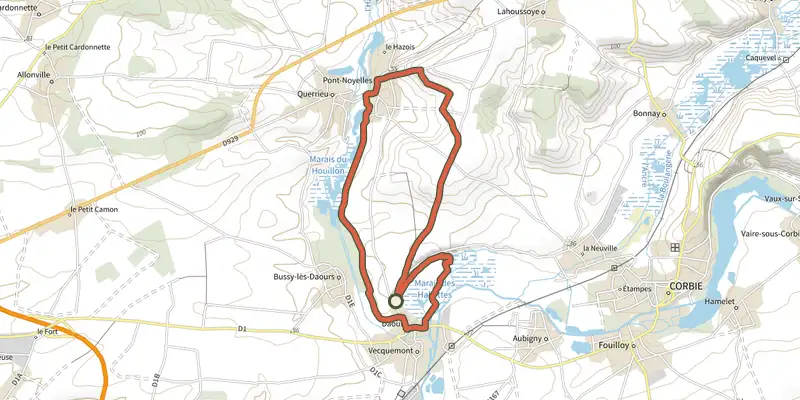 Map of the Le Passage aux Loups track on the IGN map, with the start and numbered waypoints