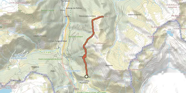 Tracé de Sentier du Plateau de la Gentiane PNP sur le Plan IGN