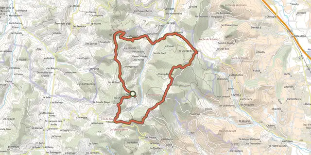 Tracé de Randonnée des 4 Montagnes sur le Plan IGN