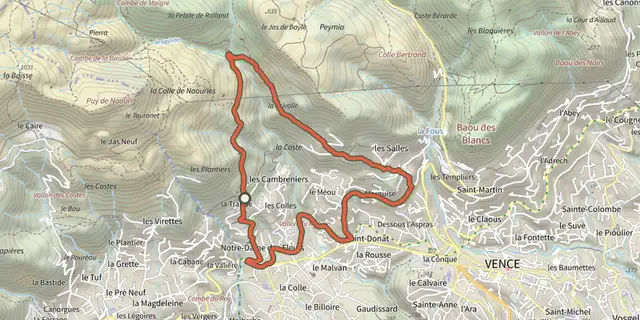 Tracé de Circuit du Malvan sur le Plan IGN