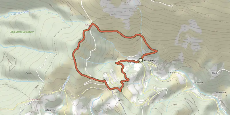Map of the Tour Arreugle-Massey asp112 track on the IGN map, with the start and numbered waypoints