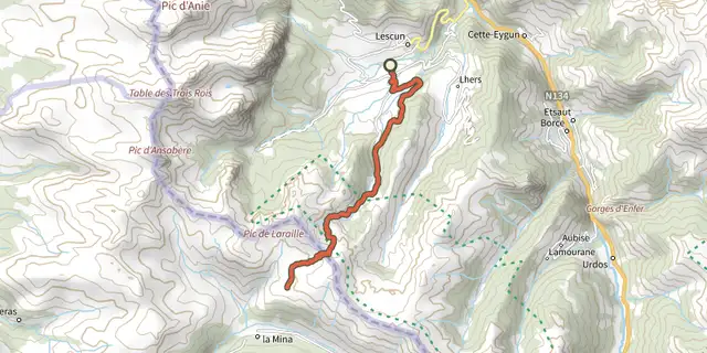 The Chemin de Compostelle par le Col de Paü asp120 track on the IGN map