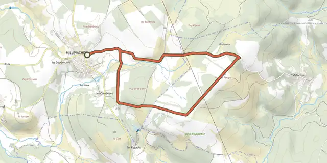 Tracé de Sentier du puy des Pouges sur le Plan IGN