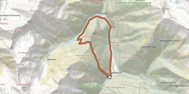 Tracé de Sentier de Baricave sur le Plan IGN