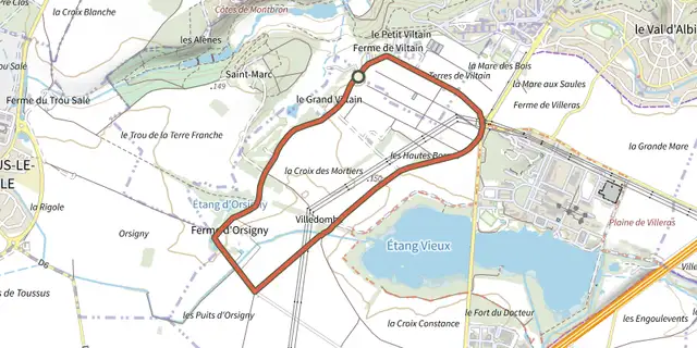 The Sentier d’interprétation track on the IGN map