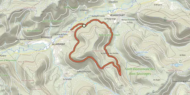 The Circuit du col des marcassins track on the IGN map