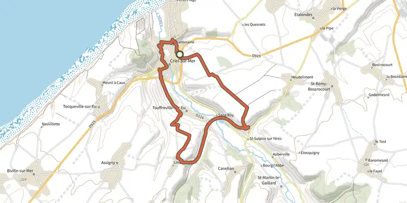 Map of the Sang-Roy track on the IGN map, with the start and numbered waypoints