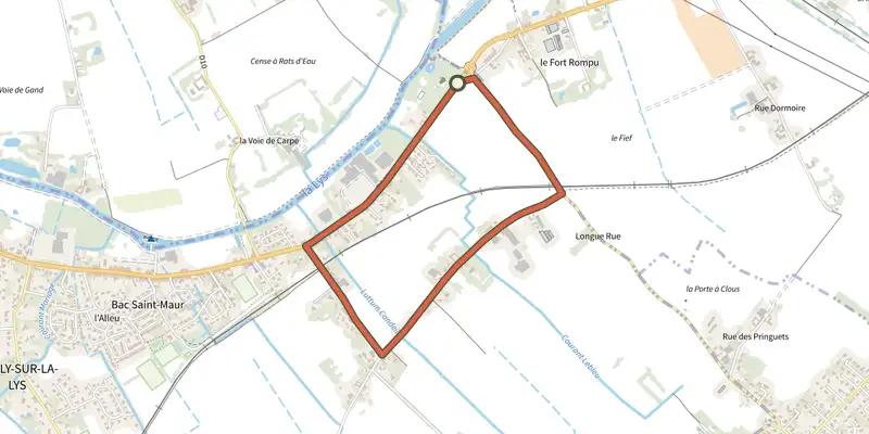 Carte du tracé de Chemin du Château sur le Plan IGN, départ et points de passage numérotés