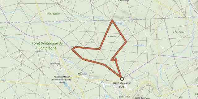 Tracé de Promenade du Chêne de Saint-Jean sur le Plan IGN