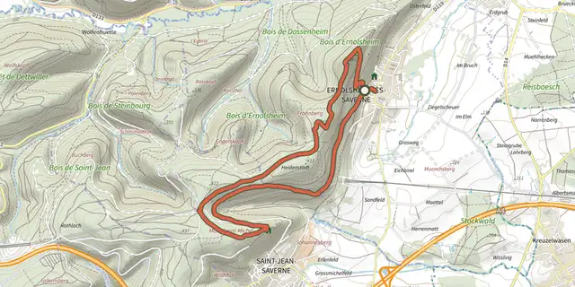 The Circuit Archéologique d'Ernolsheim-lès-Saverne track on the IGN map