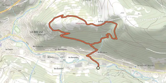 Tracé de Circuit de Moyenmont sur le Plan IGN