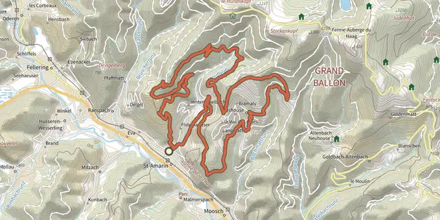 Tracé de Circuit des chapelles sur le Plan IGN
