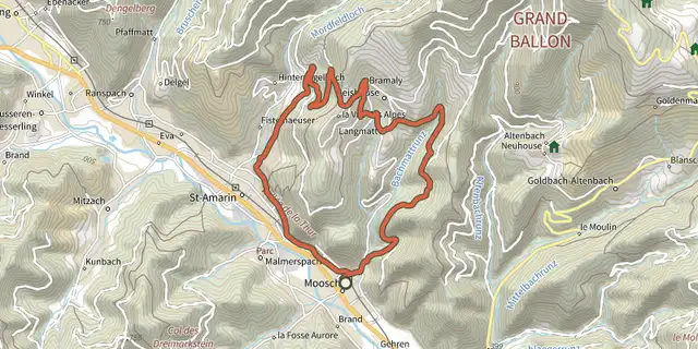 The Autour de Geishouse track on the IGN map
