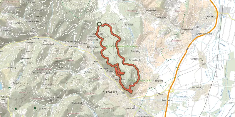Map of the Circuit de Saint Gangolphe track on the IGN map, with the start and numbered waypoints