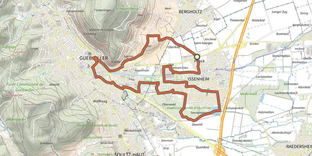 The Circuit d'Issenheim track on the OpenTopoMap map