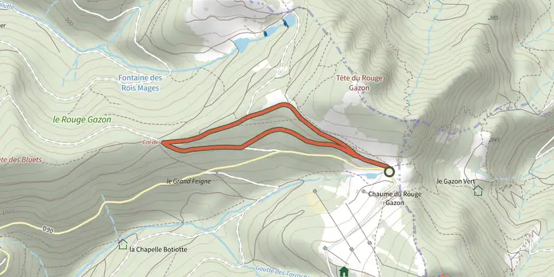 Map of the Les Mineurs track on the IGN map, with the start and numbered waypoints