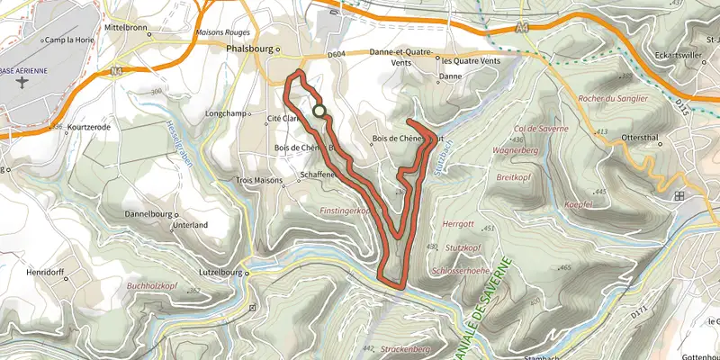 Carte du tracé de Circuit des Trois Vallées sur le Plan IGN, départ et points de passage numérotés