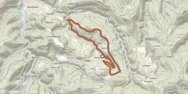 The Circuit du Sickert track on the OpenTopoMap map