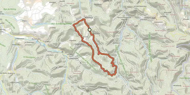 Tracé de Circuit des crêtes sur le Plan IGN