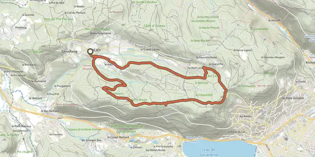 Tracé de Le Rougimont sur le Plan IGN